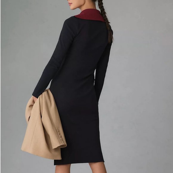 Daily Practice by Anthropologie Long-Sleeve Ribbed Midi Dress M $118 NWT - Picture 2 of 4